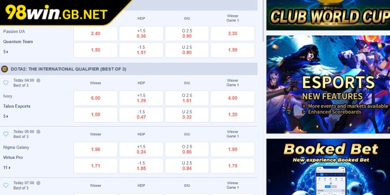 E-sports 98WIN - Sảnh Cược Thể Thao Điện Tử Đẳng Cấp 2025 2 Tham gia DOTA 2 tại E-sports 98WIN